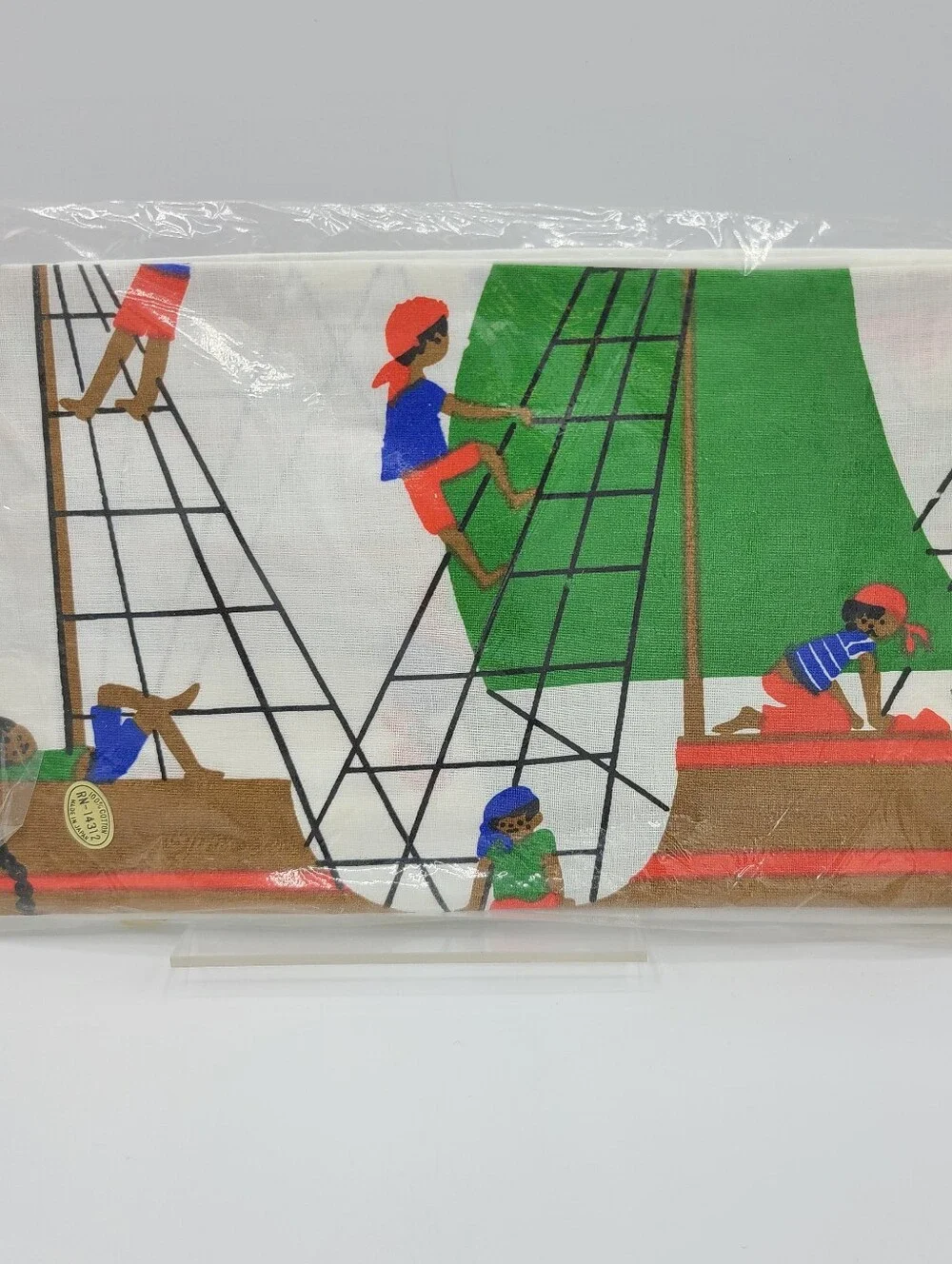 Vintage Ship A Hoy Printed Childrens Kids Pirate Ship Pillowcase Made in Japan